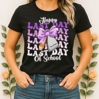 Happy Last Day Of School Coquette Bow Teachers Hello Summer Women's T-Shirt thumb 2