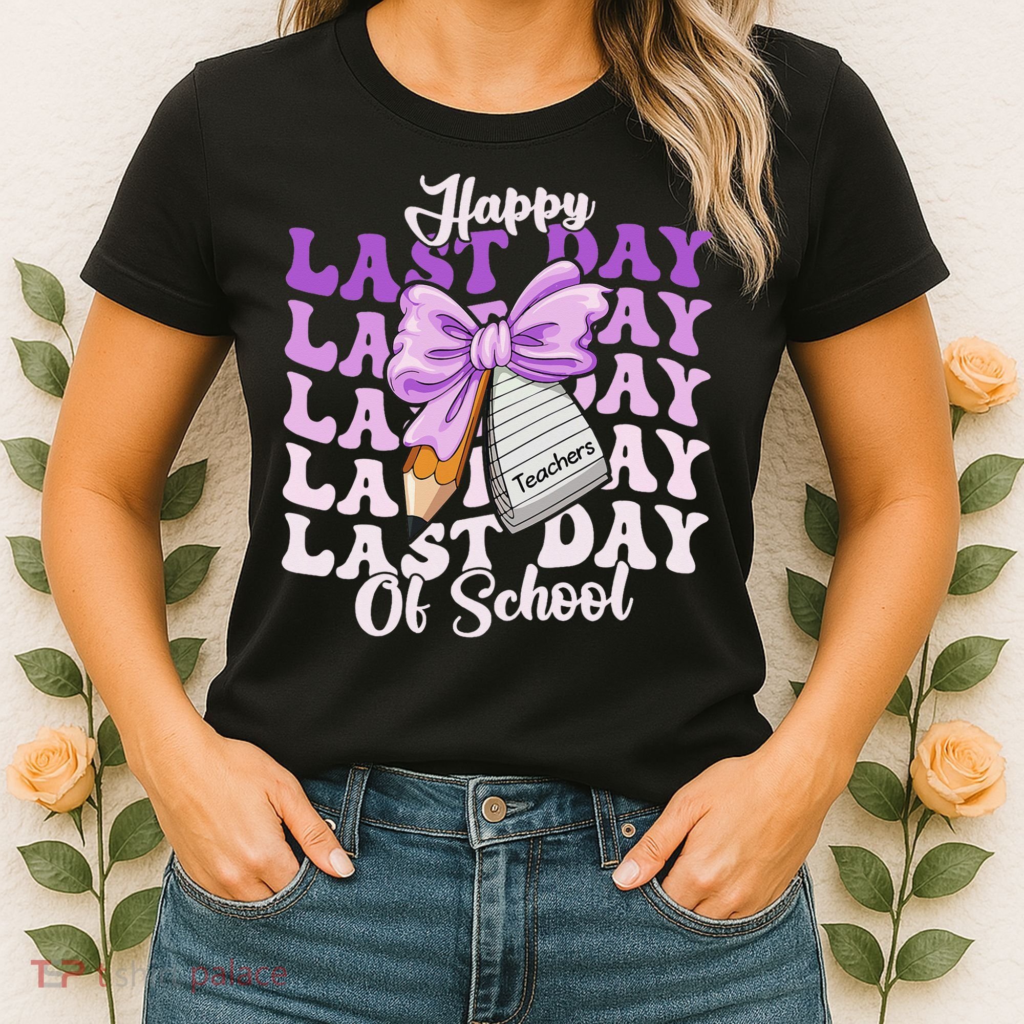 Happy Last Day Of School Coquette Bow Teachers Hello Summer Women's T-Shirt