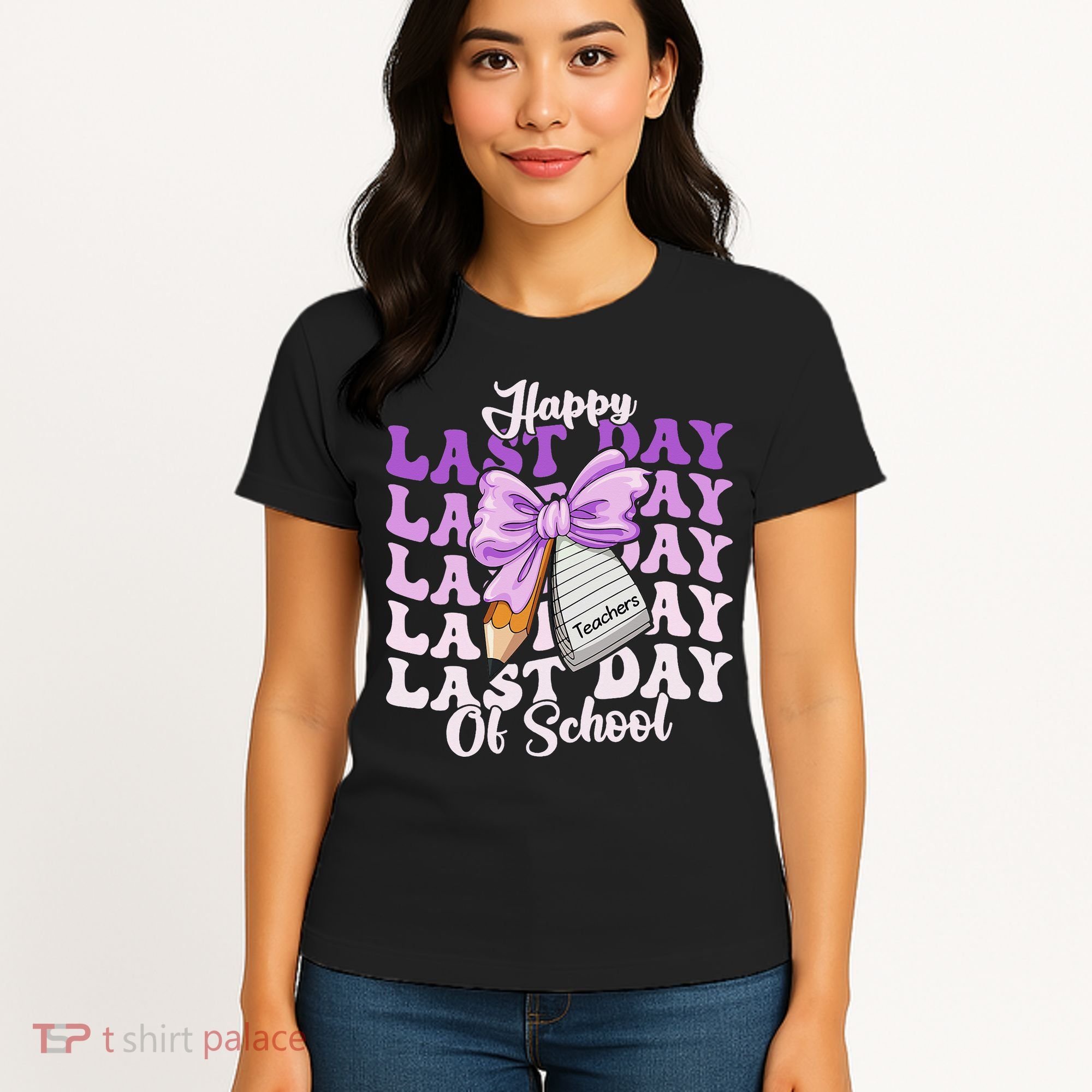 Happy Last Day Of School Coquette Bow Teachers Hello Summer Women's T-Shirt