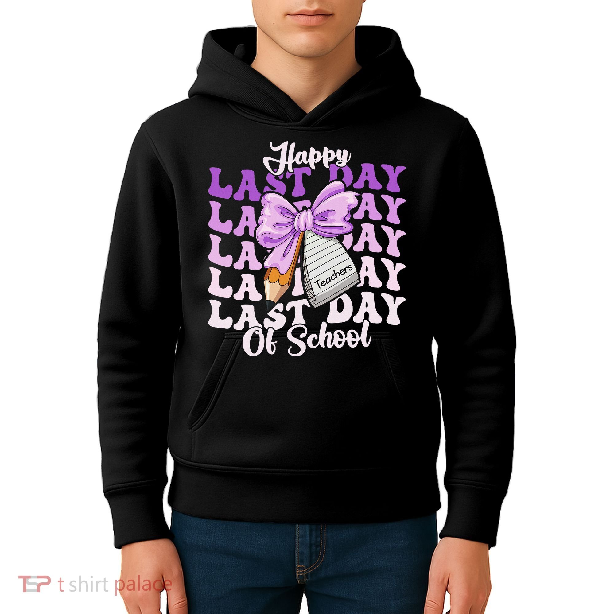 Happy Last Day Of School Coquette Bow Teachers Hello Summer Kids Hoodie