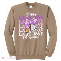 Happy Last Day Of School Coquette Bow Teachers Hello Summer Sweatshirt thumb 0