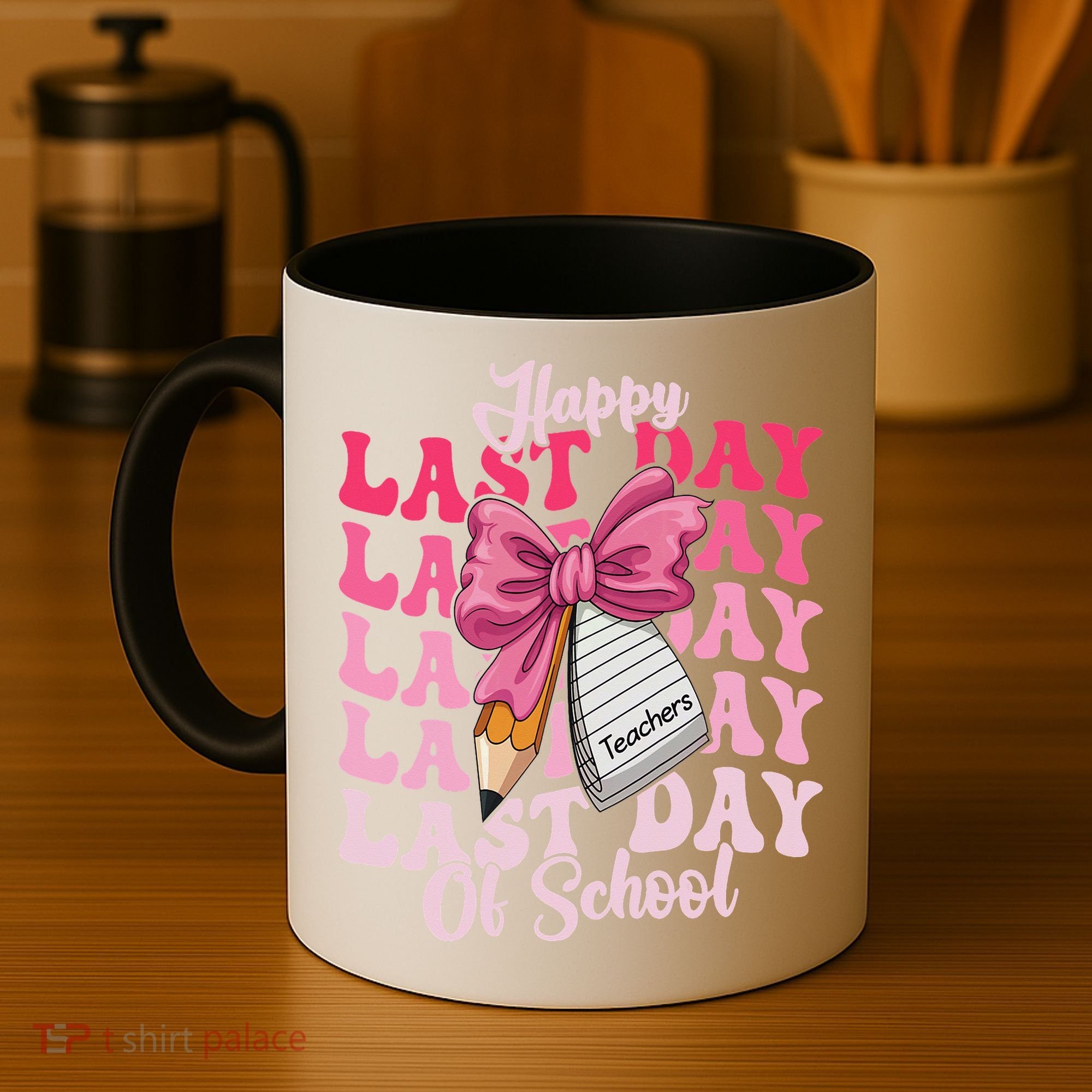 Happy Last Day Of School Coquette Bow Teachers Coffee Mug