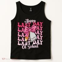 Happy Last Day Of School Coquette Bow Teachers Tank Top thumb 2