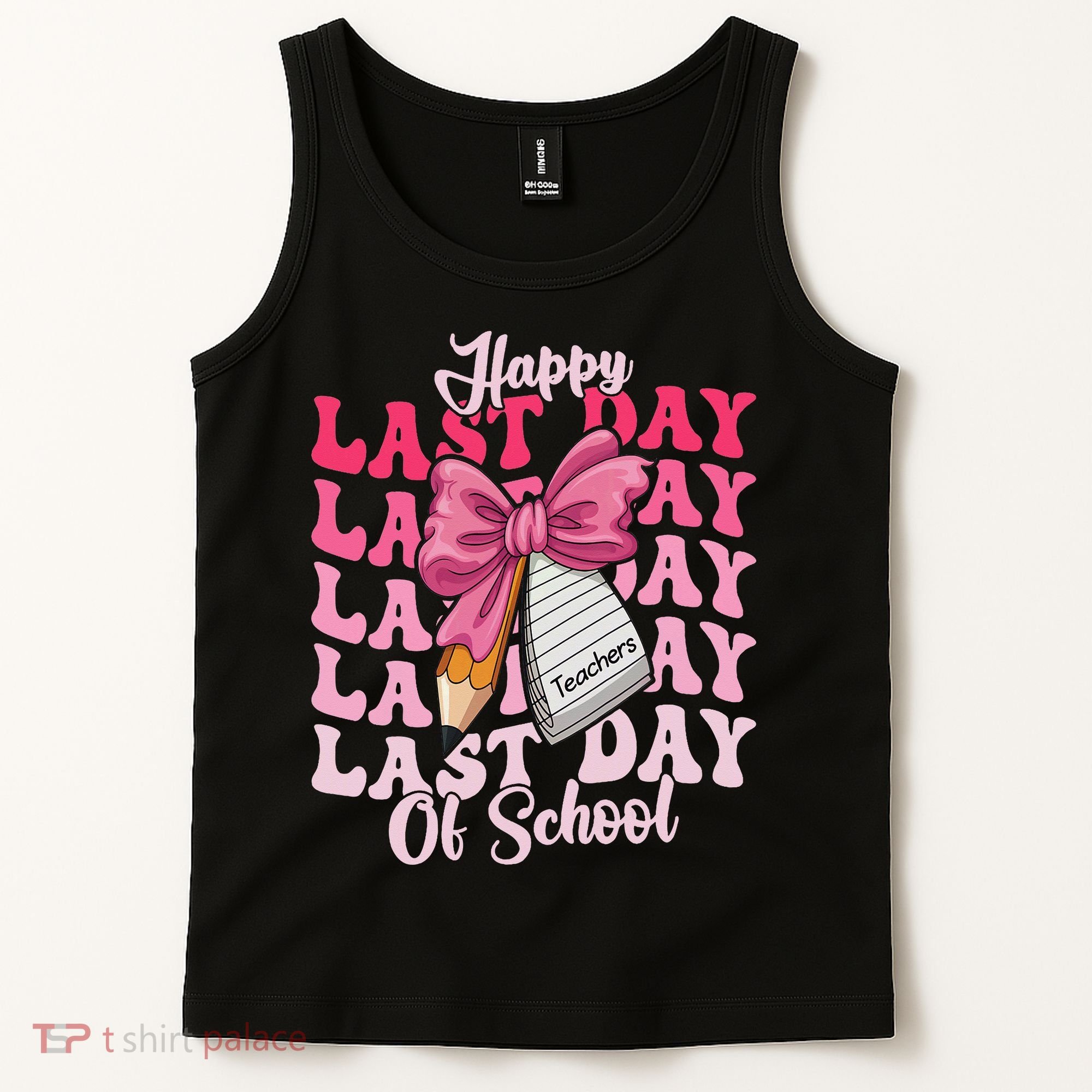 Happy Last Day Of School Coquette Bow Teachers Tank Top