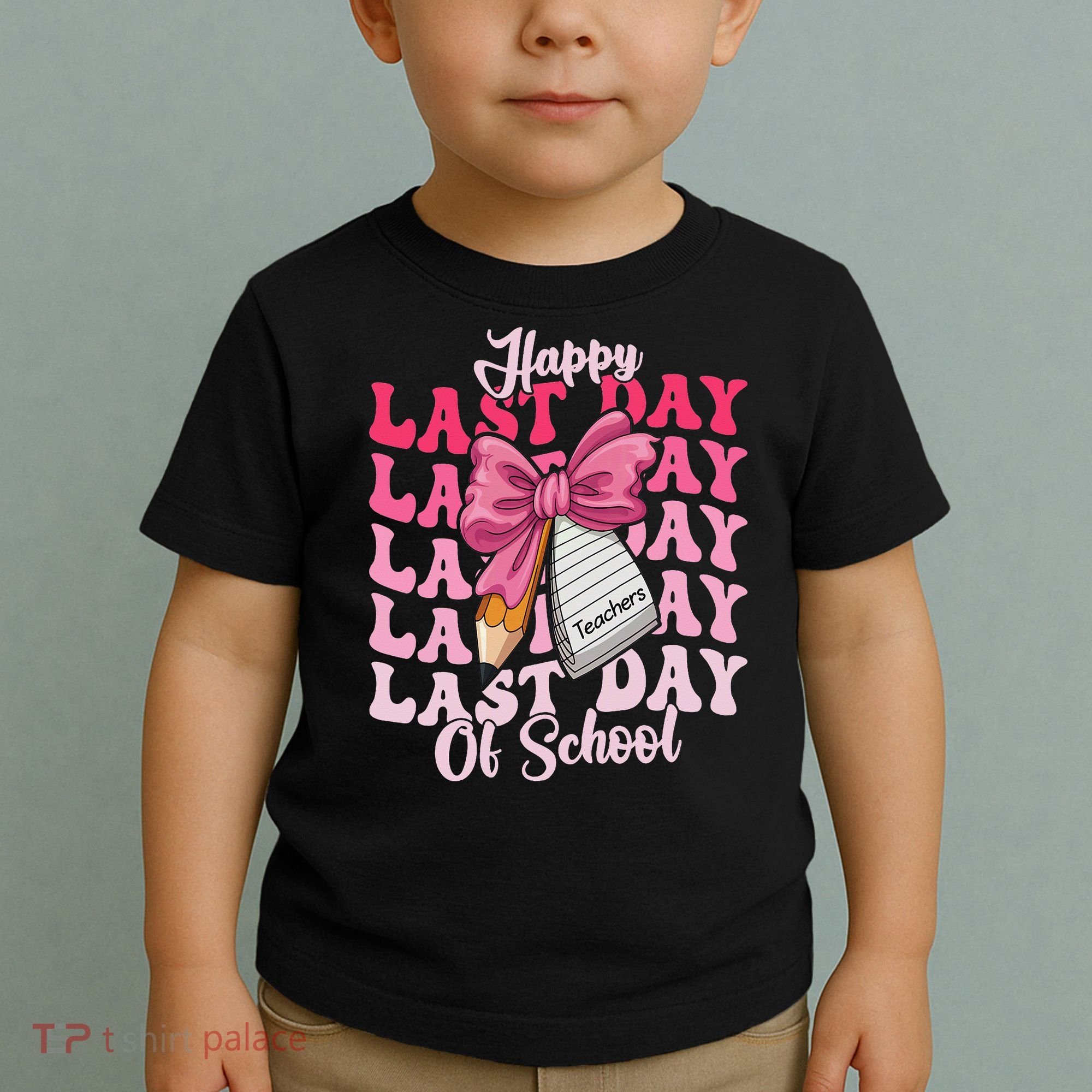 Happy Last Day Of School Coquette Bow Teachers Toddler T-Shirt