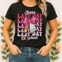 Happy Last Day Of School Coquette Bow Teachers Women's T-Shirt thumb 2