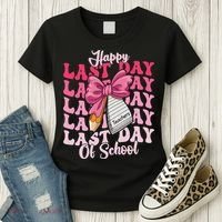 Happy Last Day Of School Coquette Bow Teachers Women's T-Shirt thumb 3