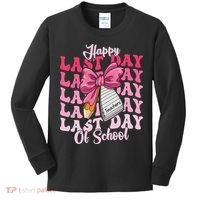 Happy Last Day Of School Coquette Bow Teachers Kids Long Sleeve Shirt thumb 0