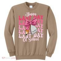 Happy Last Day Of School Coquette Bow Teachers Sweatshirt thumb 0