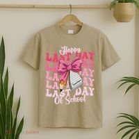 Happy Last Day Of School Coquette Bow Teachers T-Shirt thumb 2
