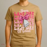 Happy Last Day Of School Coquette Bow Teachers T-Shirt thumb 3