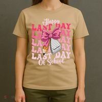 Happy Last Day Of School Coquette Bow Teachers T-Shirt thumb 4