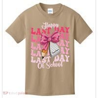 Happy Last Day Of School Coquette Bow Teachers Kids T-Shirt thumb 0