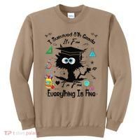 Happy Last Day Of School Funny Black Cat 8th Grade Graduate Sweatshirt thumb 0