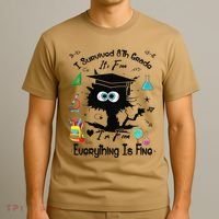 Happy Last Day Of School Funny Black Cat 8th Grade Graduate T-Shirt thumb 3