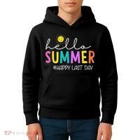 Happy Last Day Of School Teacher Student Hello Summer Gifts Kids Hoodie thumb 4