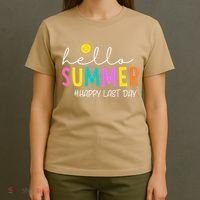 Happy Last Day Of School Teacher Student Hello Summer Gifts T-Shirt thumb 4
