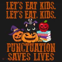 Halloween Let's Eat Kids Punctuation Saves Lives Funny Great Gift Ornament thumb 1