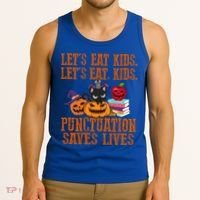 Halloween Let's Eat Kids Punctuation Saves Lives Funny Great Gift Tank Top thumb 3