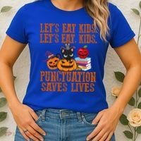 Halloween Let's Eat Kids Punctuation Saves Lives Funny Great Gift Women's T-Shirt thumb 2