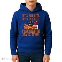 Halloween Let's Eat Kids Punctuation Saves Lives Funny Great Gift Kids Hoodie thumb 4
