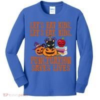 Halloween Let's Eat Kids Punctuation Saves Lives Funny Great Gift Kids Long Sleeve Shirt thumb 0