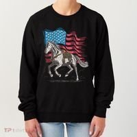 Horse Lover Equestrian American Flag Women's Sweatshirt thumb 0