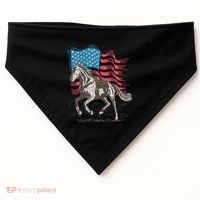 Horse Lover Equestrian American Flag USA-Made Doggie Bandana thumb 0