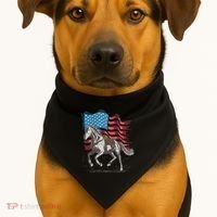 Horse Lover Equestrian American Flag USA-Made Doggie Bandana thumb 1