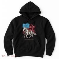 Horse Lover Equestrian American Flag Hoodie thumb 0