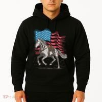 Horse Lover Equestrian American Flag Hoodie thumb 2