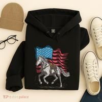 Horse Lover Equestrian American Flag Hoodie thumb 4
