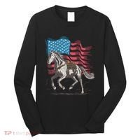Horse Lover Equestrian American Flag Long Sleeve Shirt thumb 0