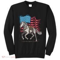 Horse Lover Equestrian American Flag Sweatshirt thumb 0