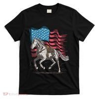 Horse Lover Equestrian American Flag T-Shirt thumb 0