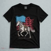 Horse Lover Equestrian American Flag T-Shirt thumb 5