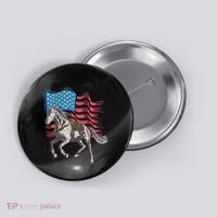 Horse Lover Equestrian American Flag Button thumb 0
