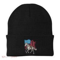 Horse Lover Equestrian American Flag Beanie thumb 0