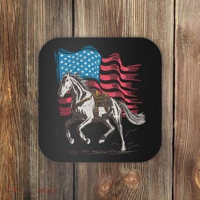 Horse Lover Equestrian American Flag Coaster