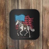 Horse Lover Equestrian American Flag Coaster thumb 0