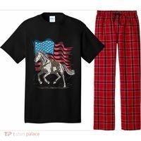 Horse Lover Equestrian American Flag Pajama Set thumb 0