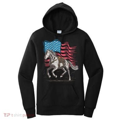 Horse Lover Equestrian American Flag Women's Hoodie