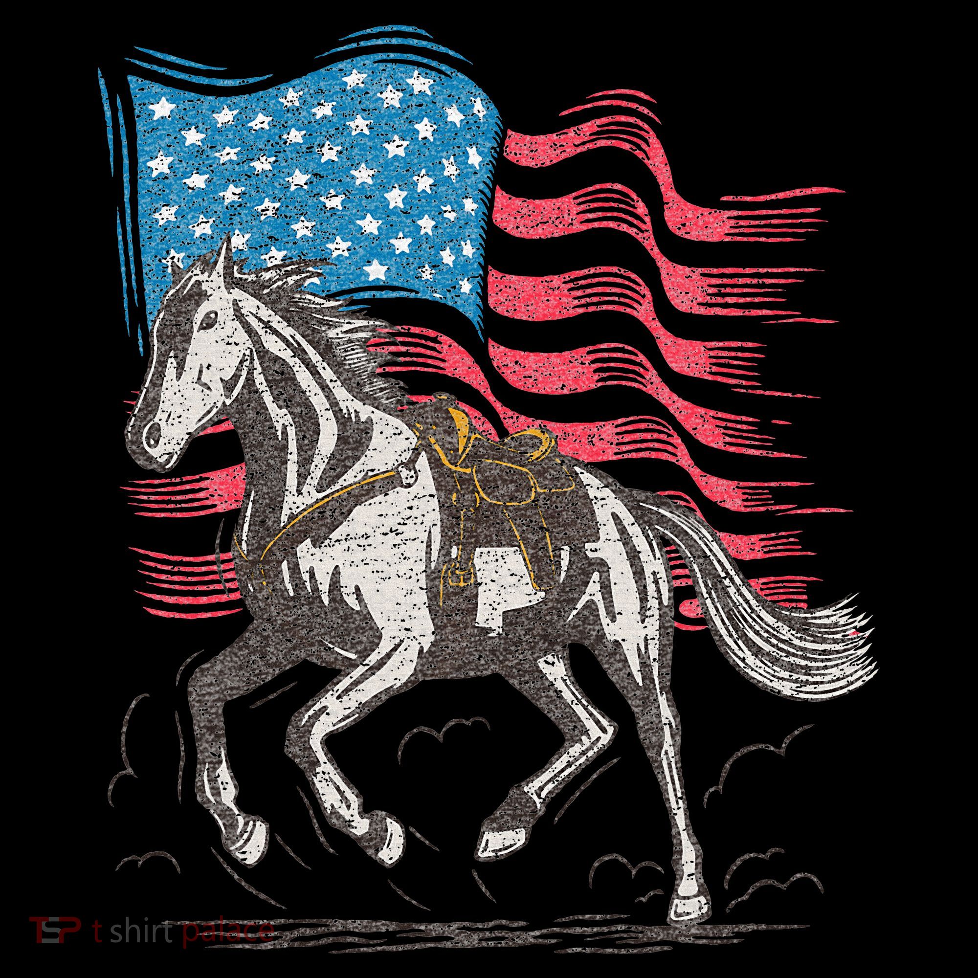 Horse Lover Equestrian American Flag Women's Hoodie