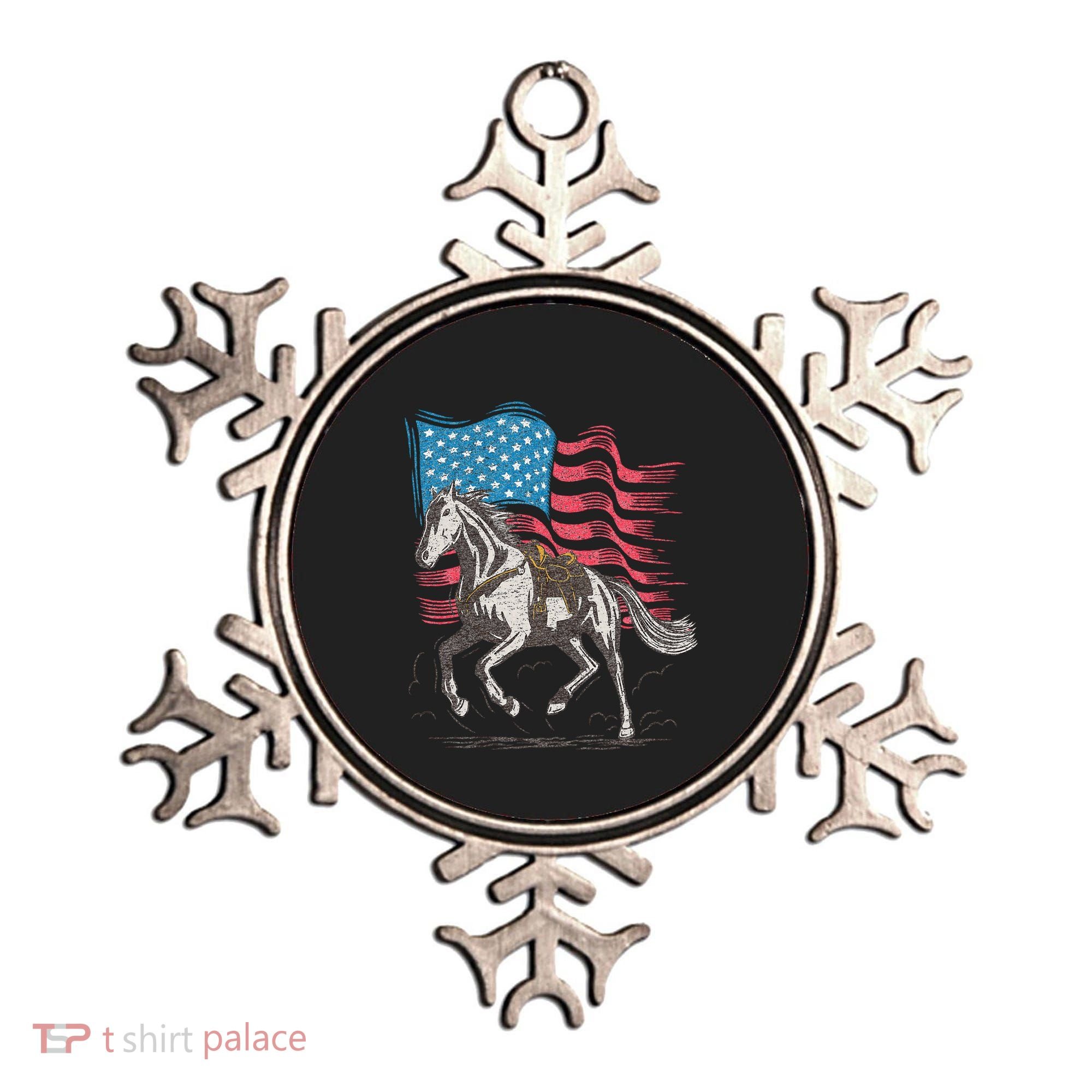 Horse Lover Equestrian American Flag Ornament