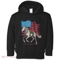 Horse Lover Equestrian American Flag Toddler Hoodie thumb 0
