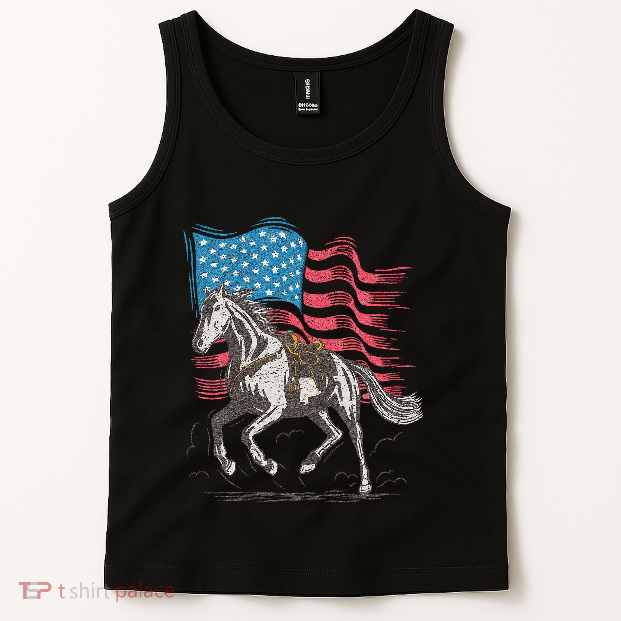 Horse Lover Equestrian American Flag Tank Top