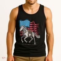 Horse Lover Equestrian American Flag Tank Top thumb 3
