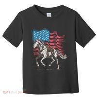 Horse Lover Equestrian American Flag Toddler T-Shirt thumb 0