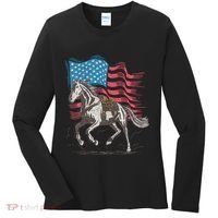 Horse Lover Equestrian American Flag Women's Long Sleeve Shirt thumb 0