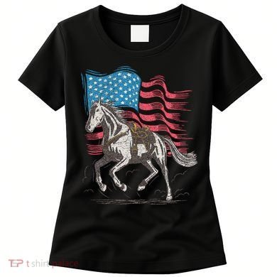Horse Lover Equestrian American Flag Women's T-Shirt